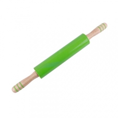 Silicone rolling pin with wooden handle