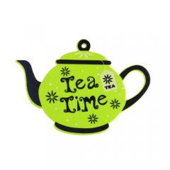 Silicone tea pot shape pot mat with printing