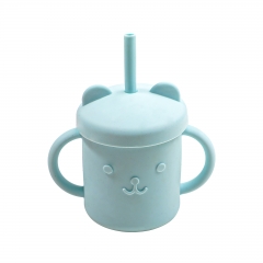 Silicone Bear Cup with Curved Straw