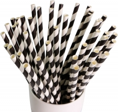 Black and White Striped Eco friendly Straws 144pcs/bag