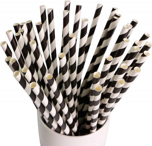Black and White Striped Eco friendly Straws 144pcs/bag