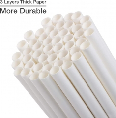 Custom White Paper Drinking Straws 100 Pack