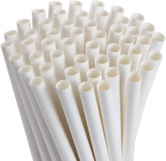 Custom White Paper Drinking Straws 100 Pack