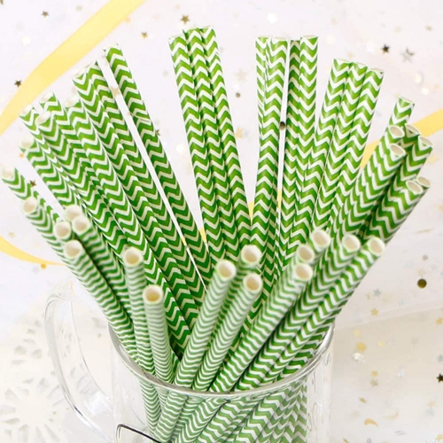 Custom Wave Patterned Green Straws 100 Pack