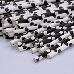 Black Dot Wrapped Straws 150 Pack
