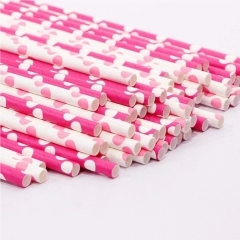 Pink Paper Drinking Straws 150 Pack