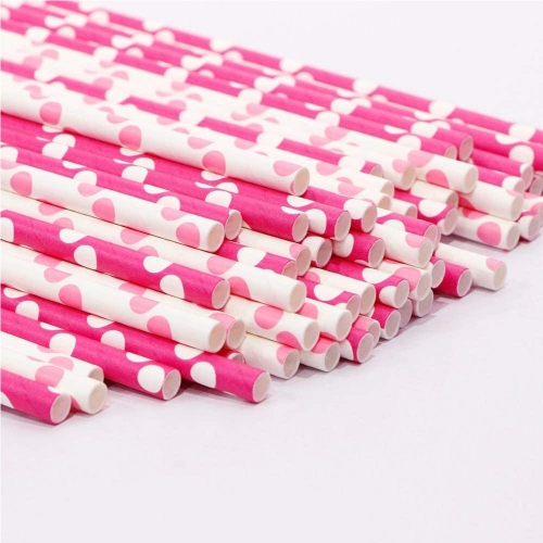 Pink Paper Drinking Straws 150 Pack