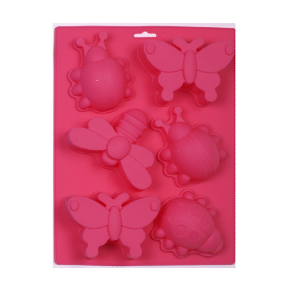 Silicone Insect Cake Mold 6 Cavity Bakeware Jelly Pudding Ice Mold DIY Soap Mold