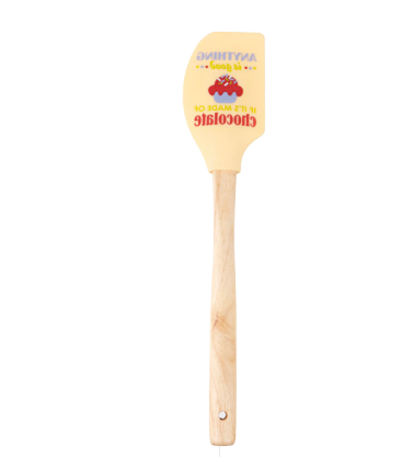 Silicone printed spatula with wooden handle