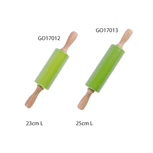 Silicone rolling pin with wooden handle