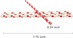 Custom Red Dots Paper Stripe Straws 150 Pack
